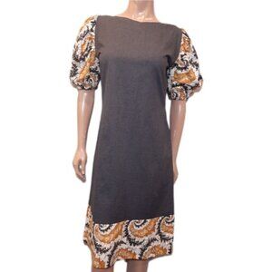 Idy Xotica African Designer Midi Dress Puff Sleeve Limited Edition Woodin Fabric